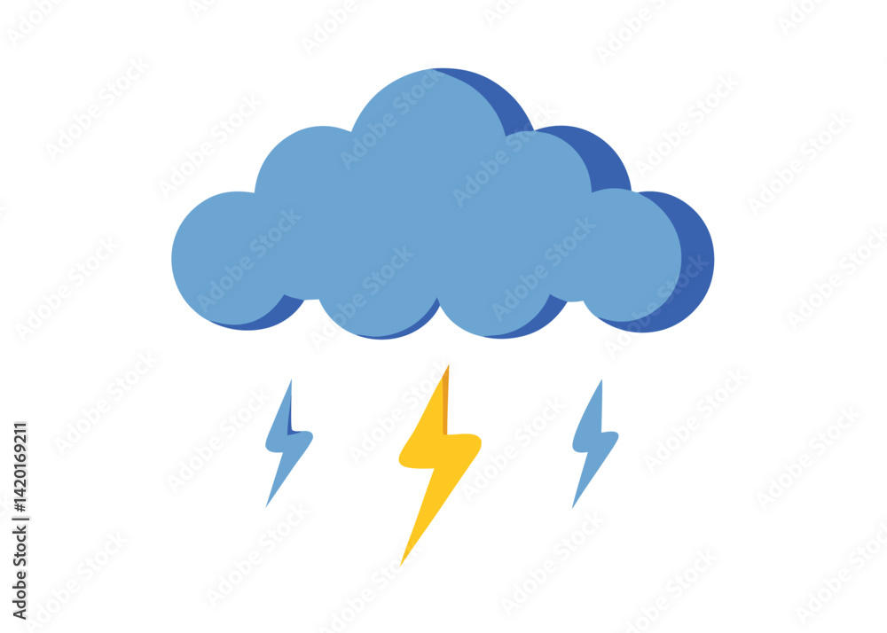 Thunderstorm Clouds in the Sky Vector Illustration Dark Clouds with Lightning and Stormy Weather Thunderstorm Clouds in the Sky Vector Illustration Dark Clouds with Lightning and Stormy Weather