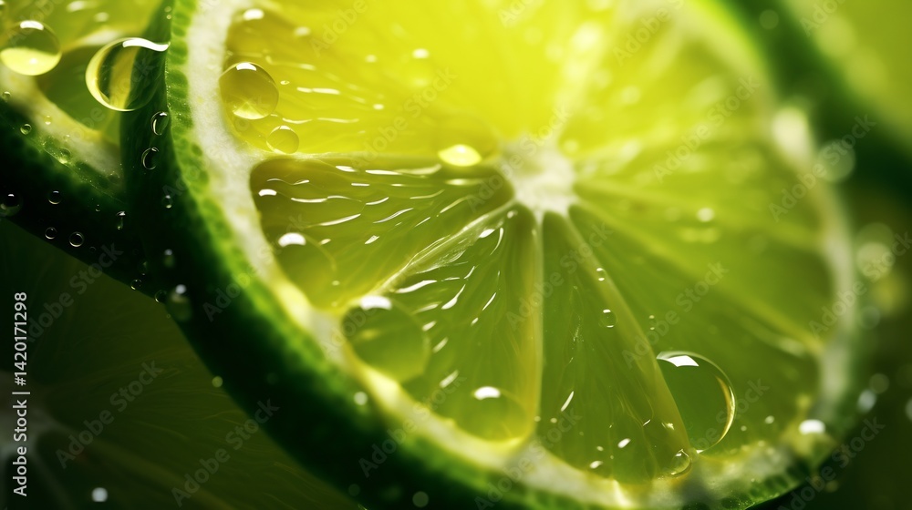 Lime Slices with Water Droplets: A Macro Photography of Refreshing Citrus Lime Slices with Water Droplets: A Macro Photography of Refreshing Citrus