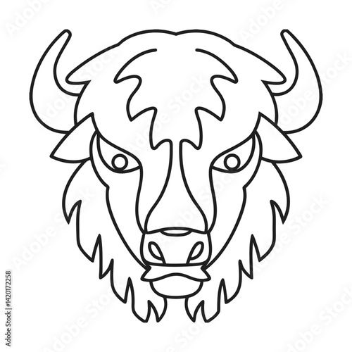 Detailed outline drawing of a buffalo head perfect for coloring and educational resources animal illustration