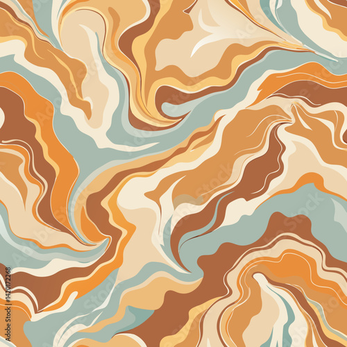 Serene swirls of autumnal hues creating a calming, earthy abstract landscape with muted tones and a flowing, organic pattern.