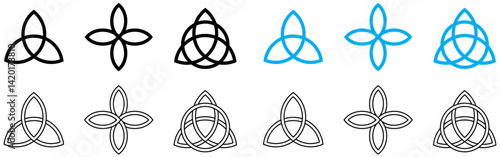 Triquetra symbol set of celtic trinity knot vector icon