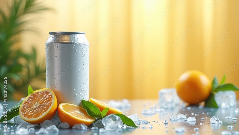 Beverage Can Mockup with Water Droplets Beverage Can Mockup with Water Droplets