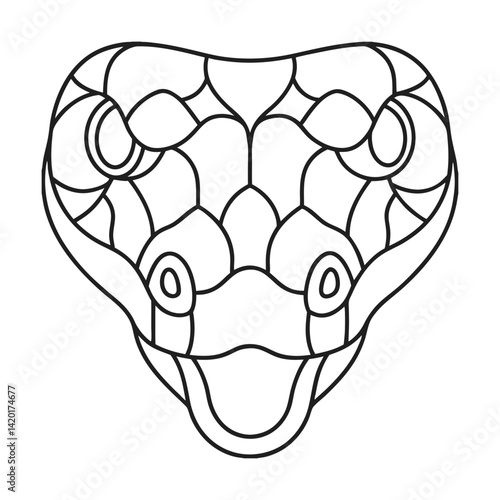 Striking snake head outline illustration depicting reptilian majesty with precise detailing and minimalistic style perfect for creative design projects