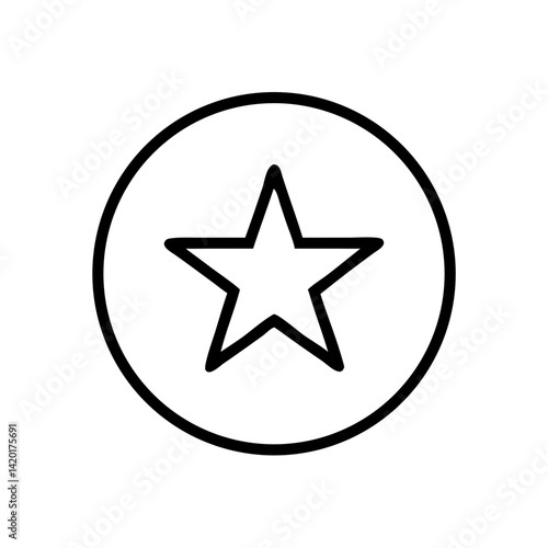A bold star shining brightly within a simple circular frame, a symbol of excellence and achievement, in stark black and white.