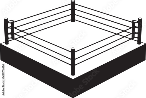 Boxing ring silhouette, Boxing ring icon vector illustration