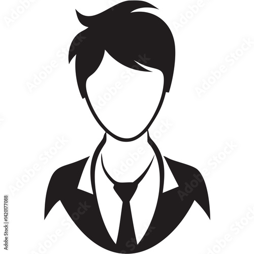 A young professional, ready for success, portrayed in a minimalist black and white silhouette.