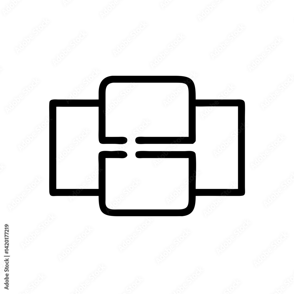 Seamless data connection, a powerful flow of information uniting different platforms with bold black lines on a clean white background. Seamless data connection, a powerful flow of information uniting different platforms with bold black lines on a clean white background.