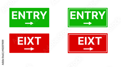 Entrance and exit vector icons. Login and logout icons. Set of sign out, Sign in vector icon. Open and close door symbol. Black exit and enter arrow, vector icon in trendy flat style
