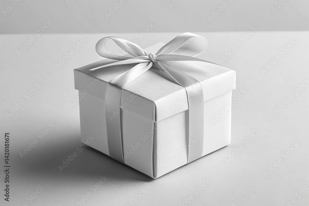 Obraz premium White Square Box with Satin Ribbon