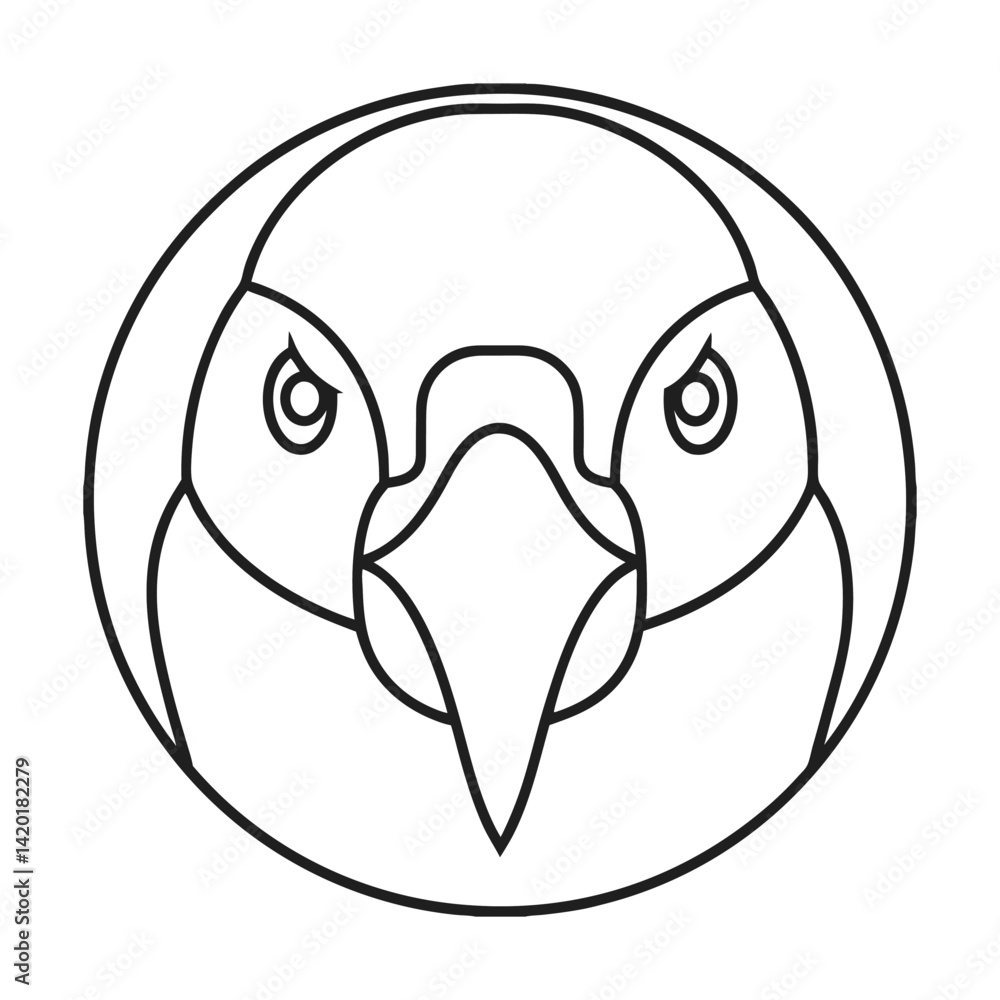 Minimalist black and white vector parrot head icon detailed line art graphic design for bird enthusiasts and wildlife Minimalist black and white vector parrot head icon detailed line art graphic design for bird enthusiasts and wildlife