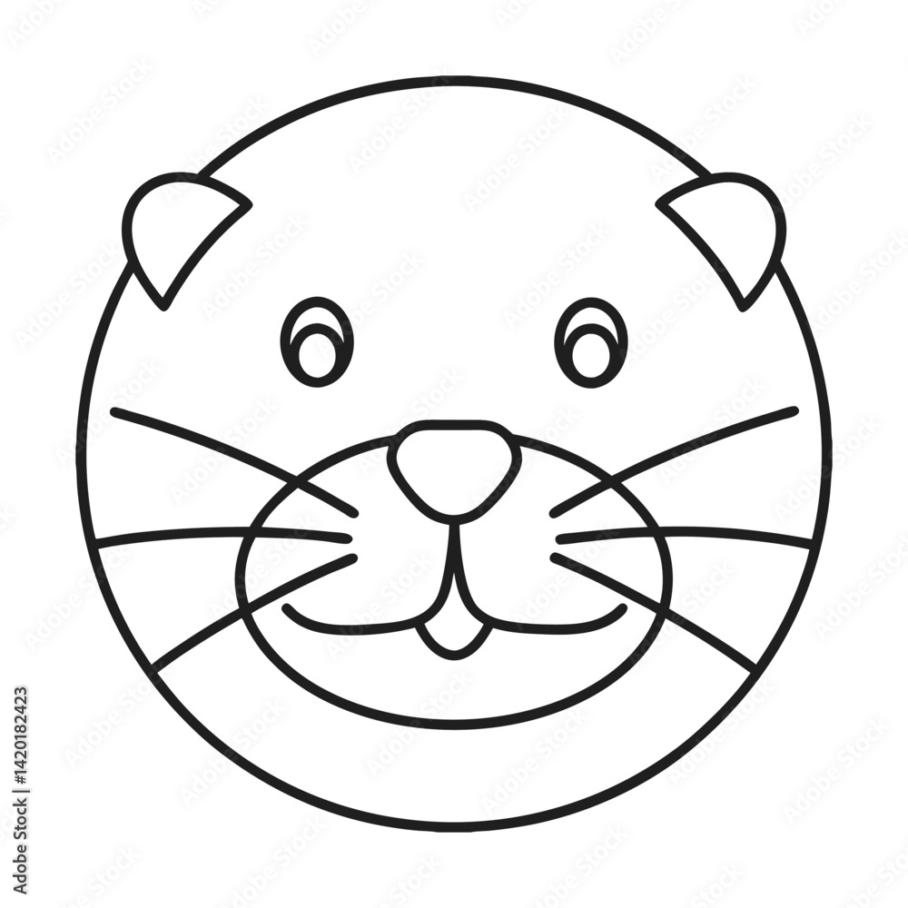 Cute otter head outline drawing vector illustration simple graphic animal head design element isolated on white background Cute otter head outline drawing vector illustration simple graphic animal head design element isolated on white background