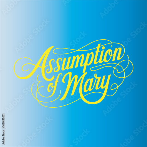 Assumption of Mary Calligraphy Vector Design,Elegant Assumption of Mary Typography Art,Assumption of Mary Handwritten Script Design,Religious Assumption of Mary Lettering Art,Assumption of Mary Black 