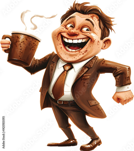 An isolated cartoon businessman with a smile, vector file