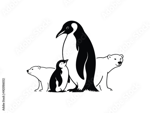 Penguin Polar Bear Cute Vector