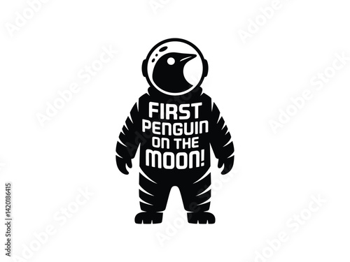 Penguin Astronaut Moon Cute Vector