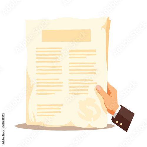 Legal document held by lawyer's hand, symbolizing justice
