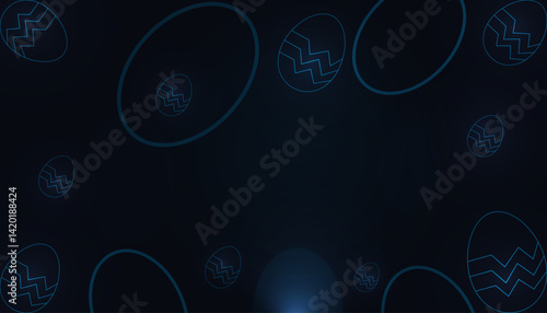 Abstract modern aster eggs with decorated. Futuristic technology concept in dark and blue light. Vector illustration