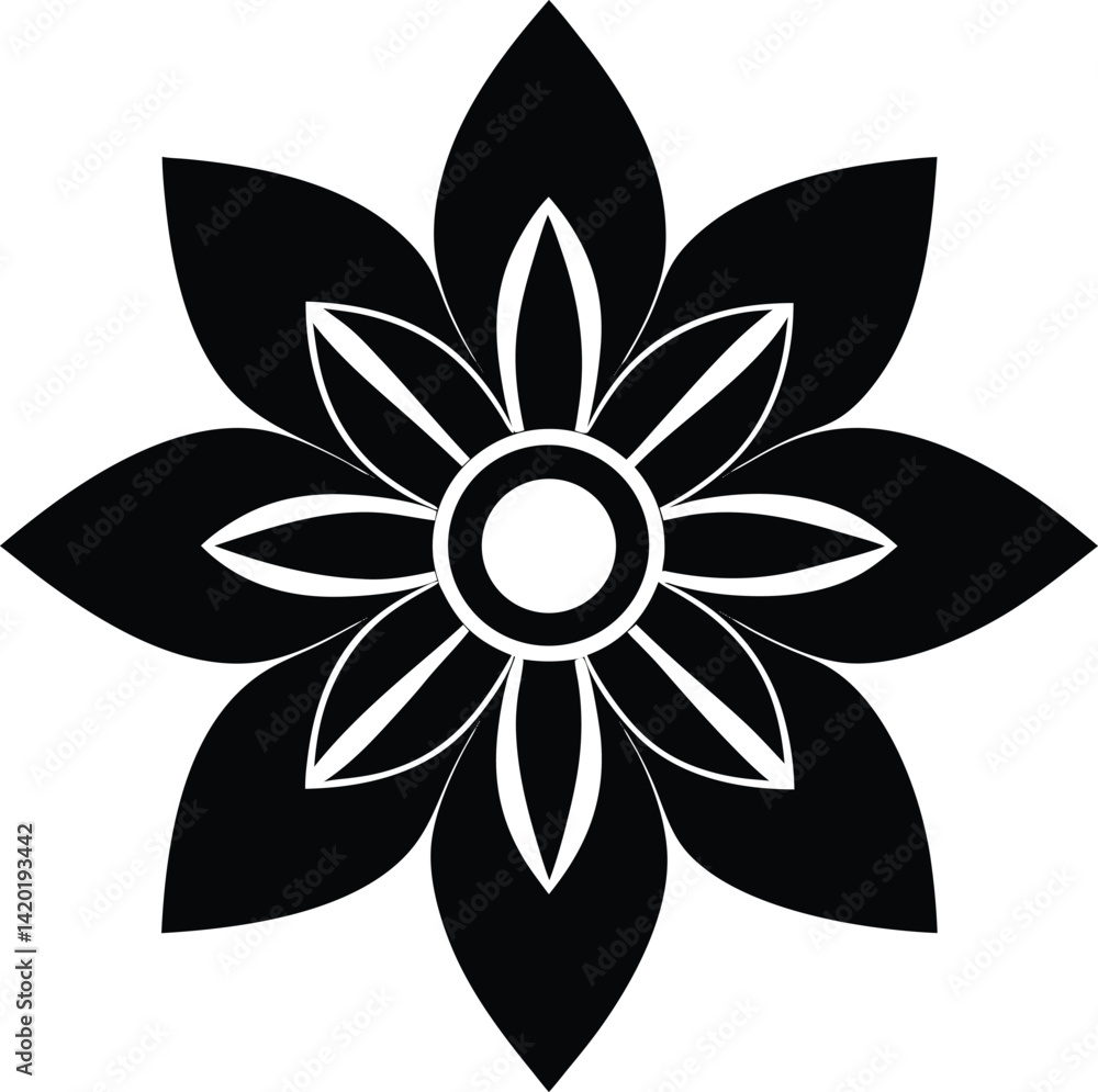 black and white flower