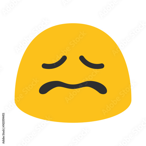 Sad Emoji Face Cartoon Style Clipart Illustration | Minimalistic Yellow Expression Isolated on White Background