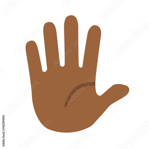 Open Brown Hand Cartoon Style Clipart Illustration | Minimalistic Palm Facing Forward Isolated on White Background
