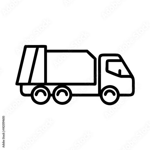 Garbage truck illustration in minimalist line art style  