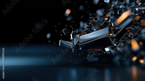 Wallpaper Mural A close up of a shattered object with a dark background Torontodigital.ca