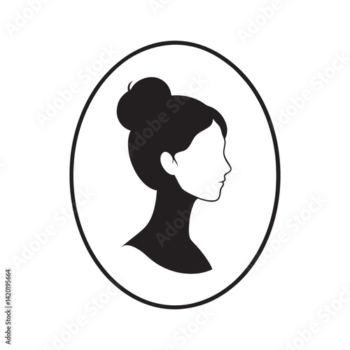 Vintage female cameo with bun hair