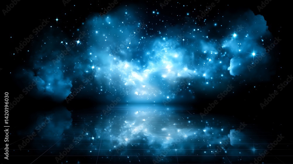 Obraz premium Luminous Celestial Reflection Cosmic Dreamscape Starry Light Glowing Night Universe Tranquil Backdrop.