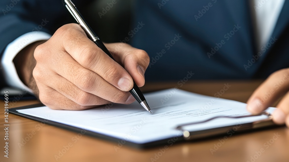 Close-up of a Businessperson Signing a Document Close-up of a Businessperson Signing a Document