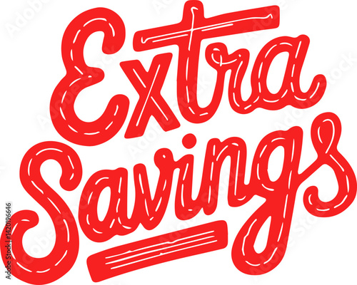 Red Extra Savings Text Graphic