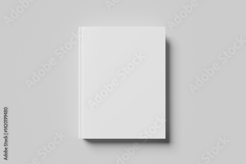 Blank cover book mockup isolated on grey background. 3D illustration.