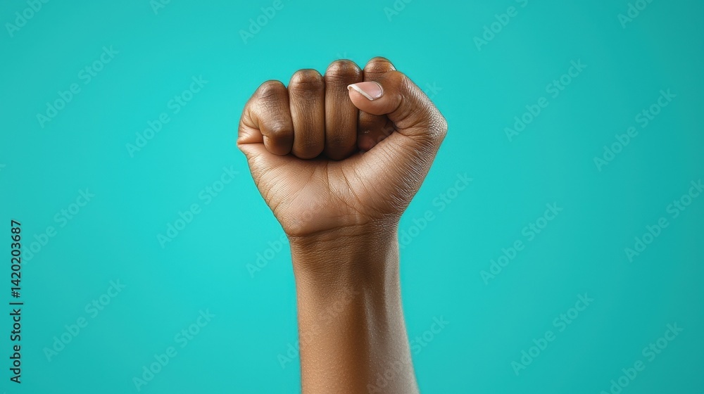 Raised Fist Symbolizes Unity, Strength, and Protest Against Injustice Raised Fist Symbolizes Unity, Strength, and Protest Against Injustice