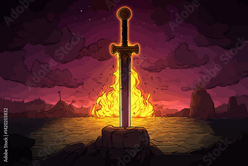 Sword monument vector illustration 