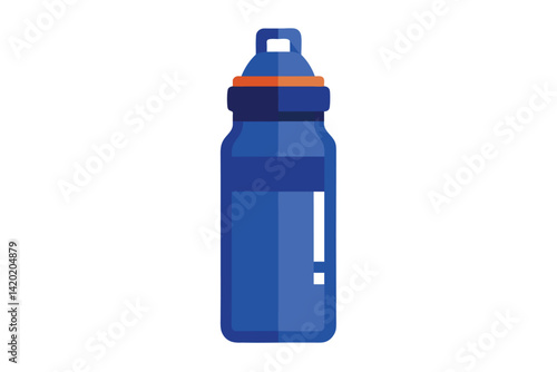 Blue reusable water bottle with orange ring for sports and fitness
