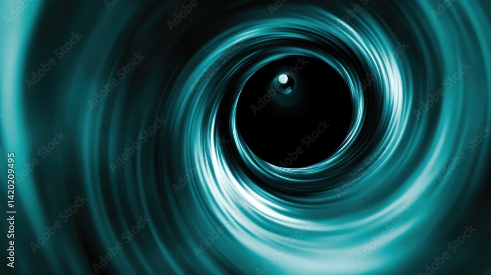 Obraz premium Deep teal spiral vortex leading to a dark center.