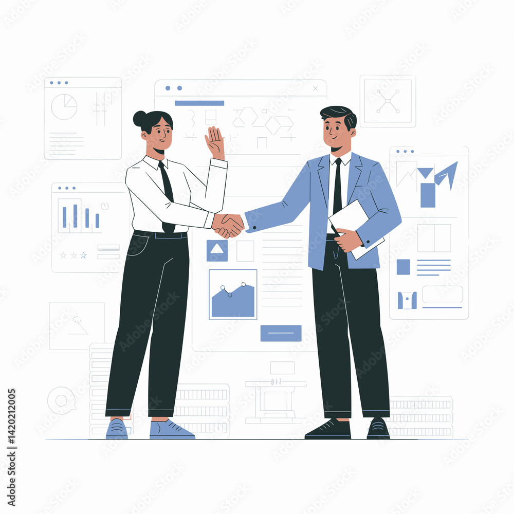 Business Handshake Vector - Agreement, Partnership & Success Business Handshake Vector - Agreement, Partnership & Success