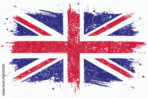 Grunge Style Union Jack Flag Illustration. Distressed United Kingdom Flag Art