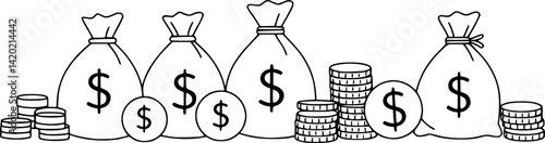 Money bag icon, Dollar sack money icon vector
