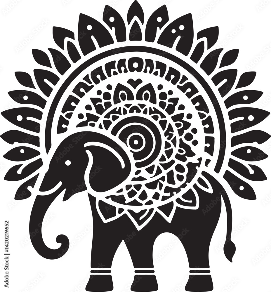Fototapeta premium simple Elephant mandala design silhouette vector style with white background