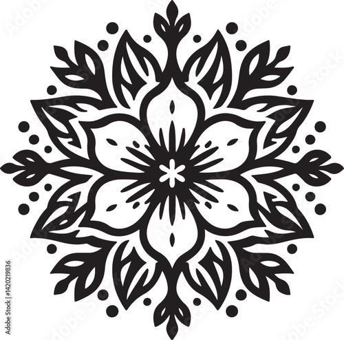 simple Jasmine mandala design silhouette vector style with white background