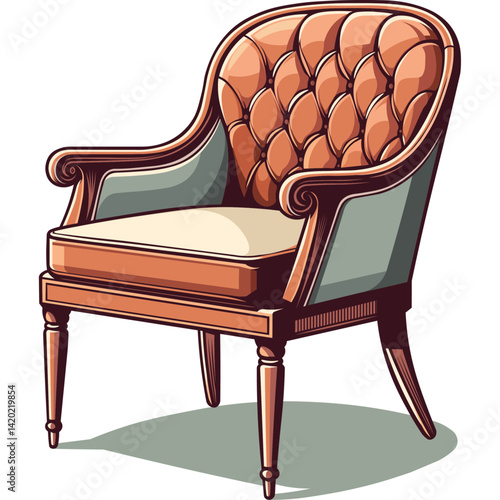 vintage luxury classic sofa chair editable vector illustration good for cartoon and mobile games