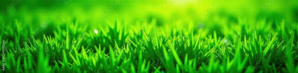 Obraz premium Lush green grass texture, vibrant spring lawn , sunlight, overhead