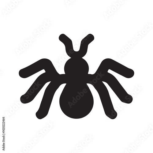 Black Spider Silhouette Icon. Ant silhouette vector illustration.