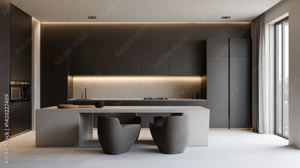 Modern kitchen design with minimalist decor and lighting Modern kitchen design with minimalist decor and lighting