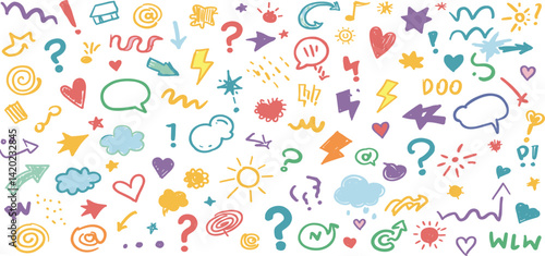 Line movement comic element, cartoon emotion mark effect decoration icon. 
