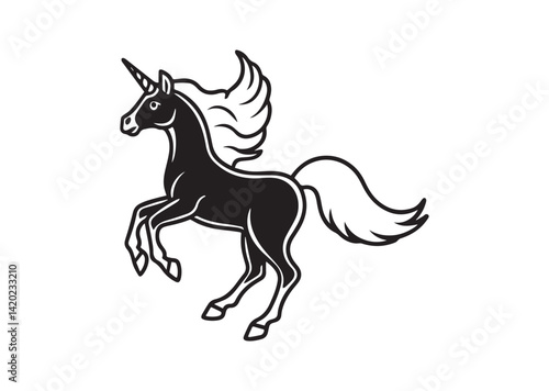 Flying horse unicorn silhouette vector