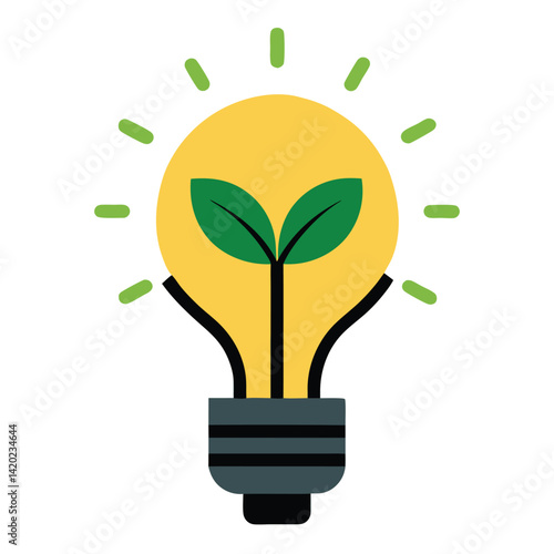 light bulb with leaves sprouting