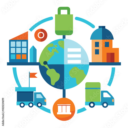 Business Operations Factory Supply Chain Vector