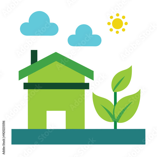roof garden with energy efficiency symbol