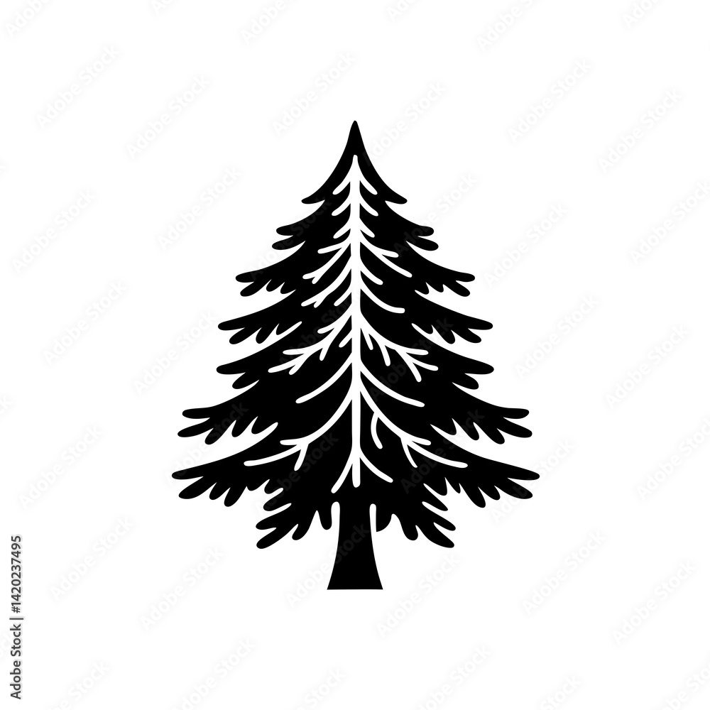 Obraz premium creative details Evergreen tree icon Vector Illustration 